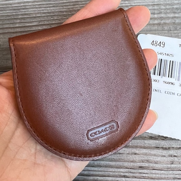 New, 90s Vintage Coach international leather coin case, British Tan - Picture 3 of 6
